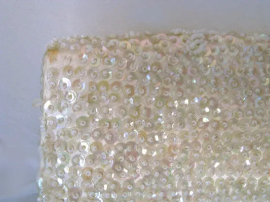 * GORGEOUS VINTAGE SPARKLING BEADS, PEARLS & SEQUIN CLUTCH EVENING BAG - MADE IN HONG KONG