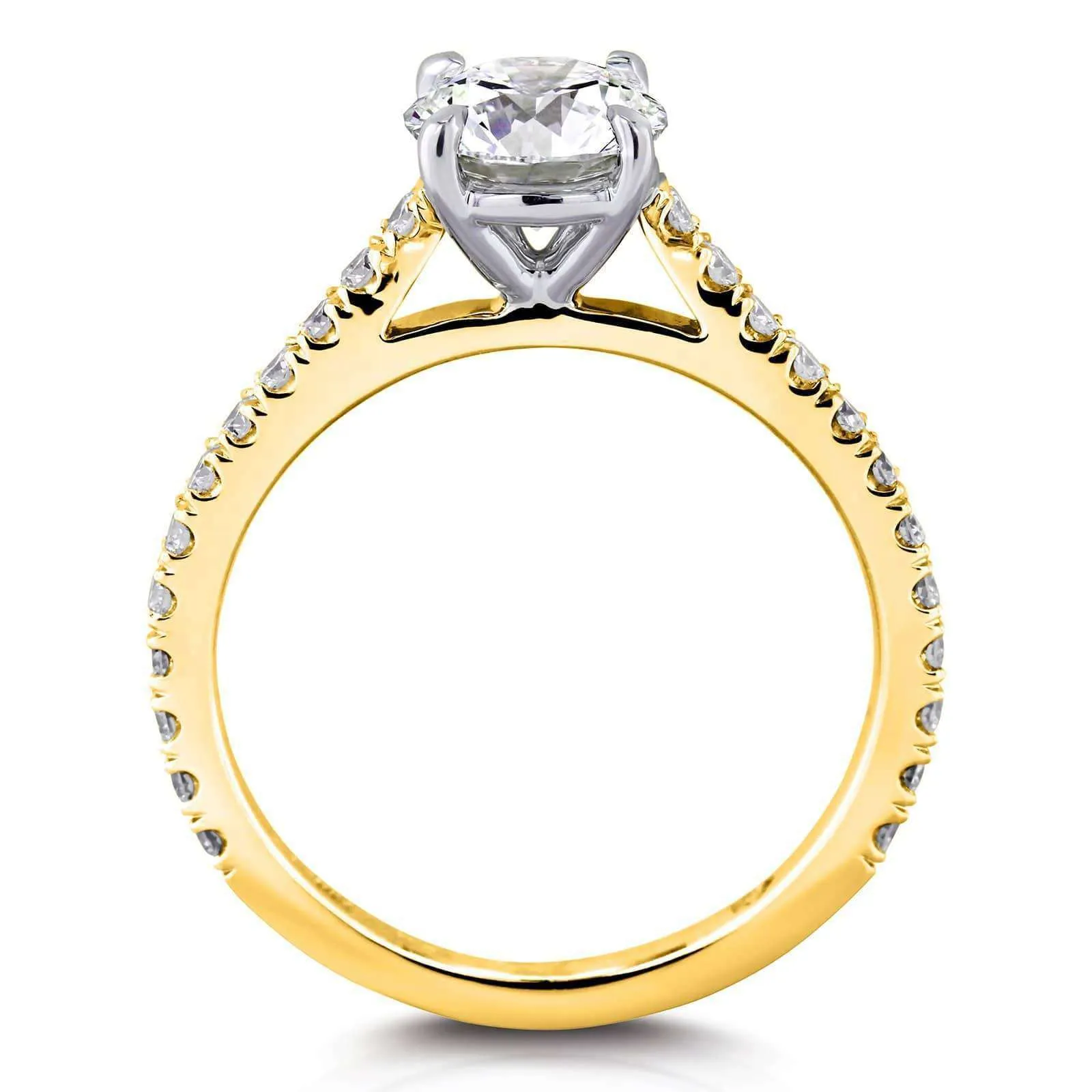 1ct Forever One Moissanite Peg Cathedral Gold Ring