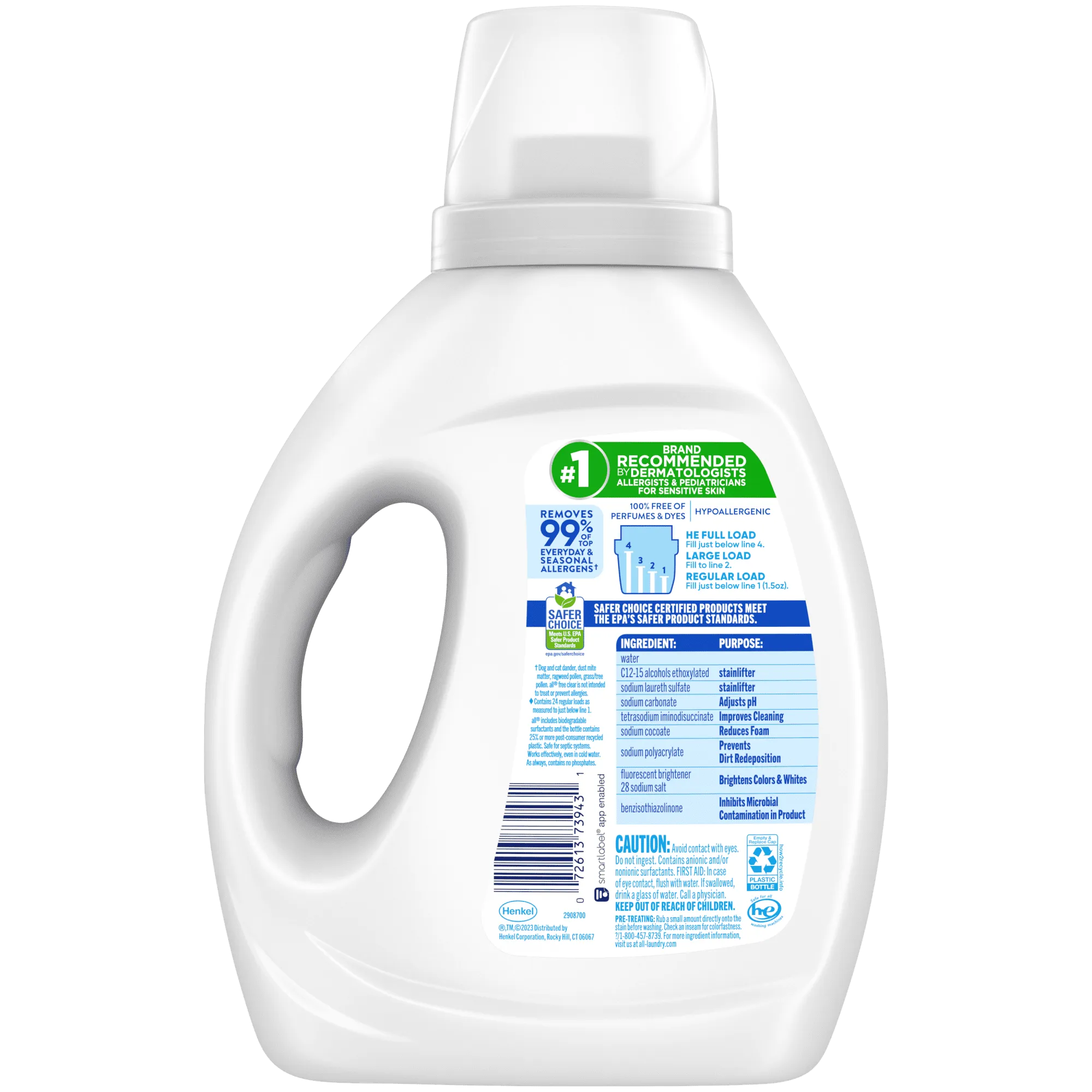 all Liquid Laundry Detergent, Free Clear for Sensitive Skin, 36 Fluid Ounces, 24 Loads