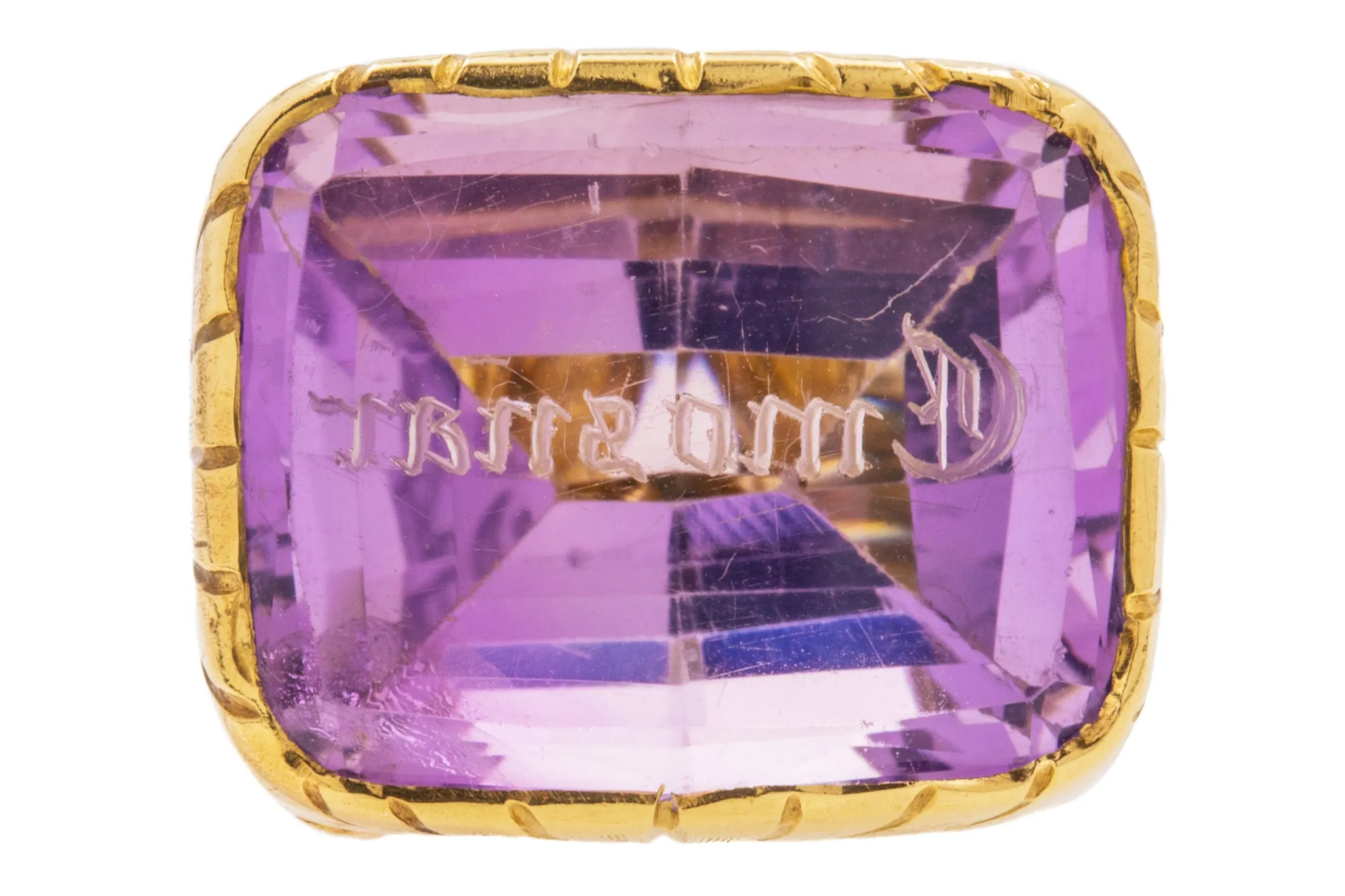 Antique 9ct Gold Amethyst Fob Pendant, 17.00ct