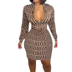 Apparel > Women'S Clothing > Plus Size Women'S Clothing Fall Long Sleeve Zipper Bodycon Designer Xxxxl Plus Size Women'S Dresses