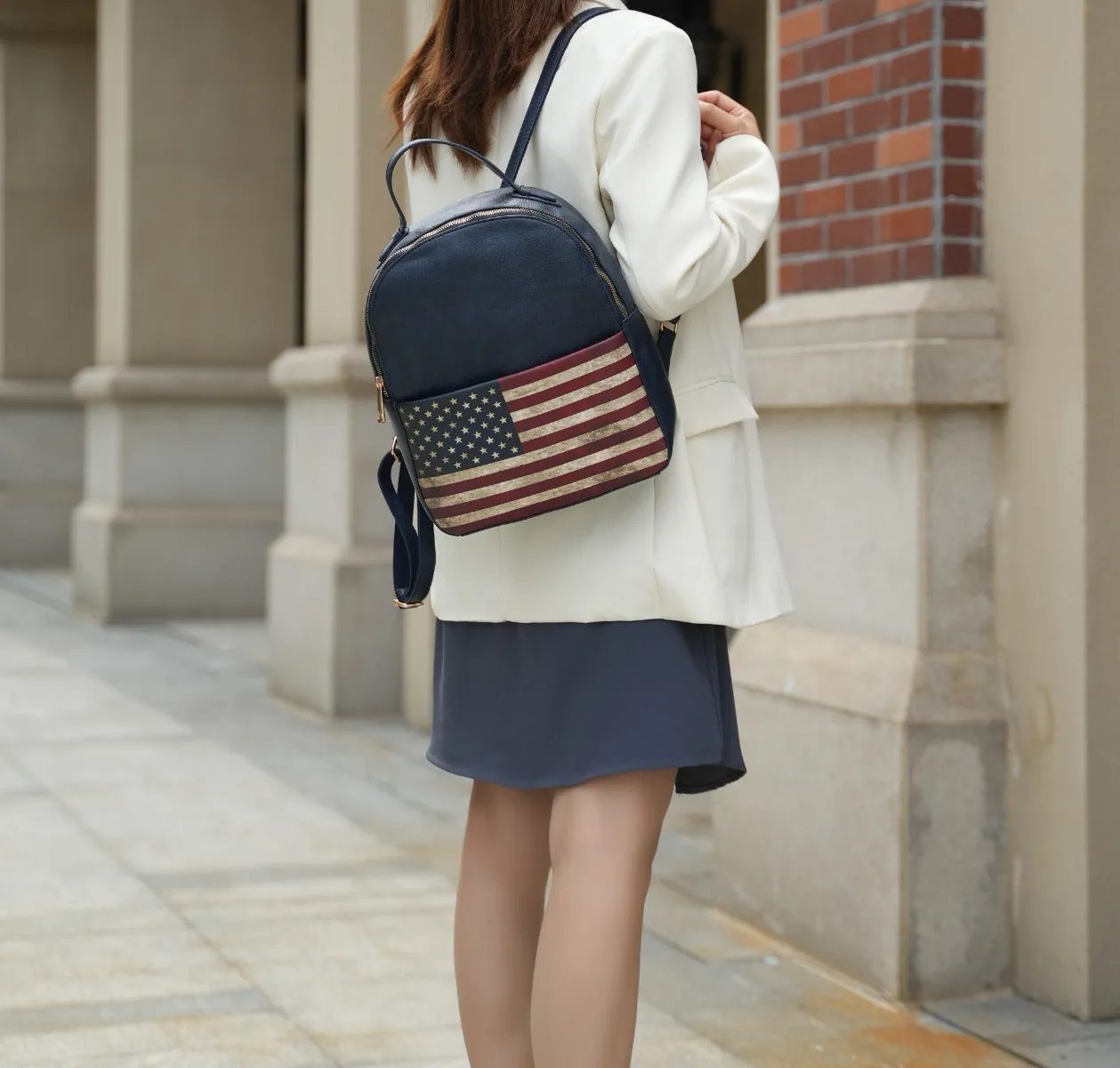 Briella Flag Print Backpack