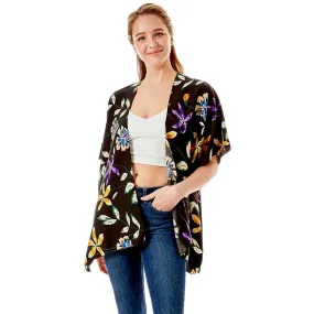 Flower Printed Cover Up Kimono Poncho