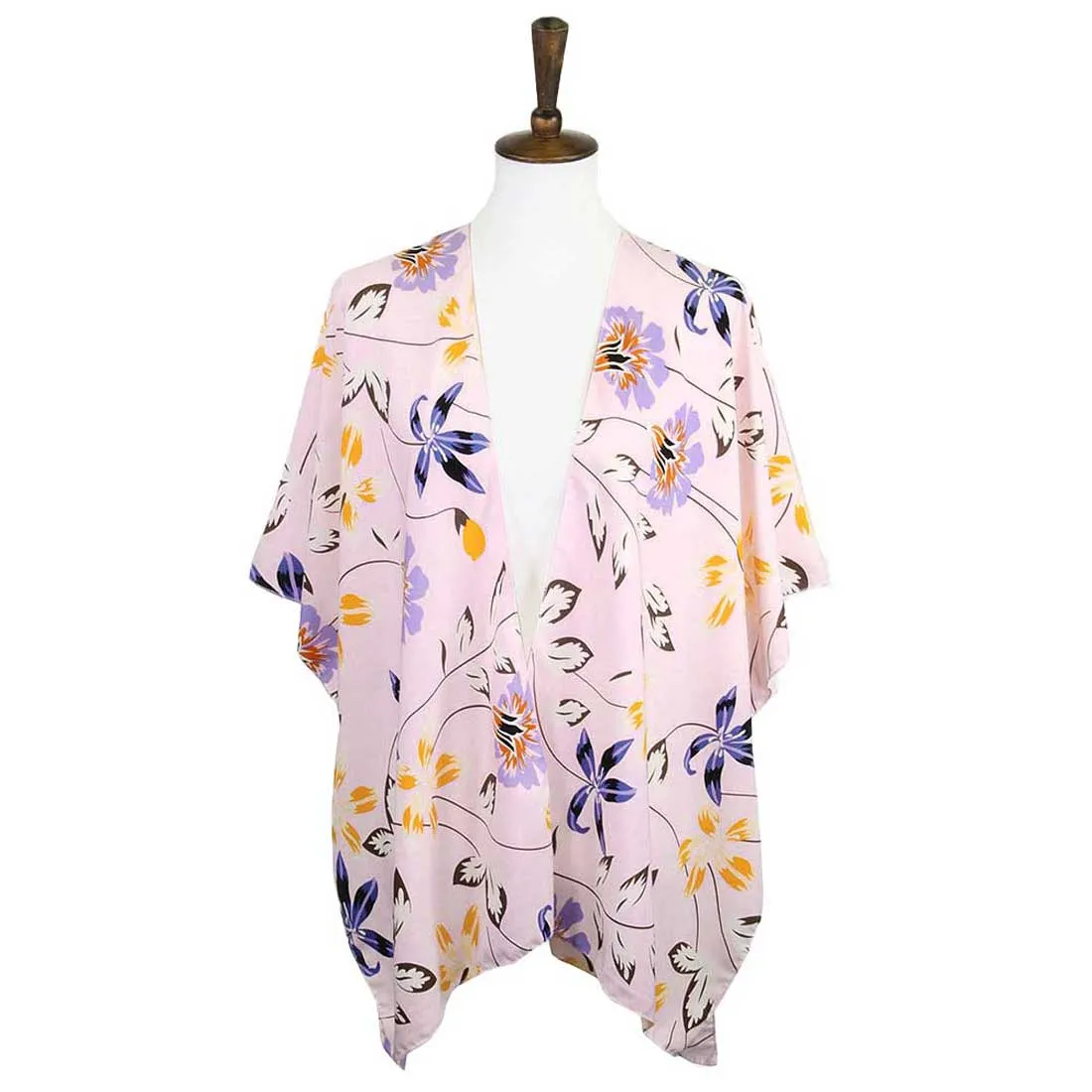 Flower Printed Cover Up Kimono Poncho