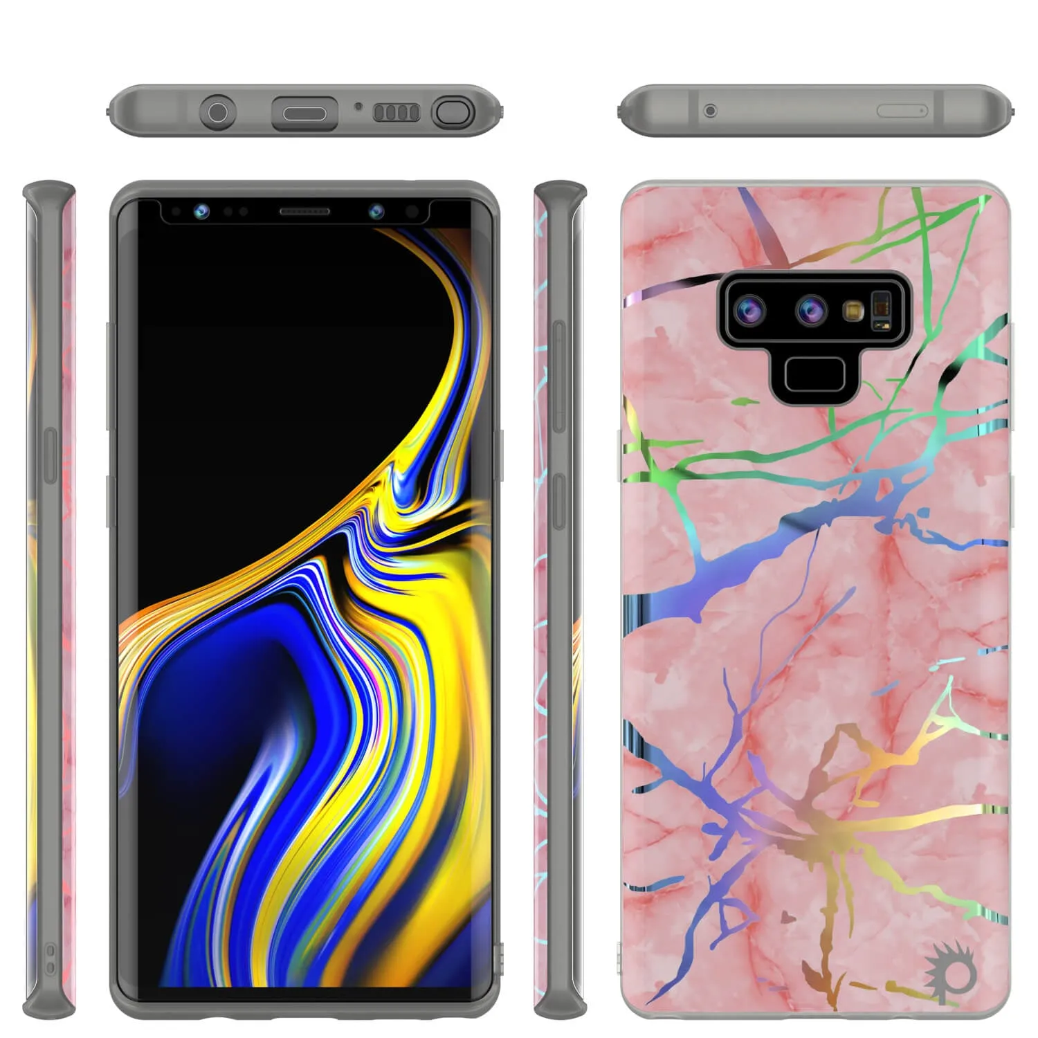 Galaxy Note 9 Full Body W/ Screen Protector Marble Case (Rose Mirage)