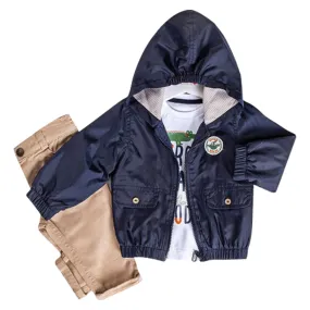 Infant and Toddler Hoodie Windbreaker 3-Piece Casual Wear - Great for Warm Weather