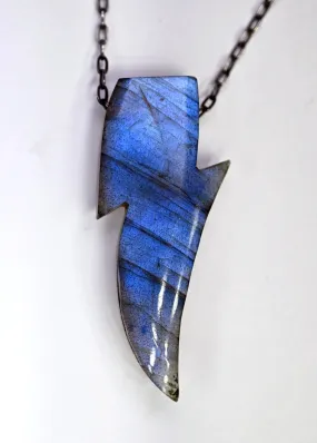 Labradorite "Aladdin Sane" Lighting Bolt Necklace