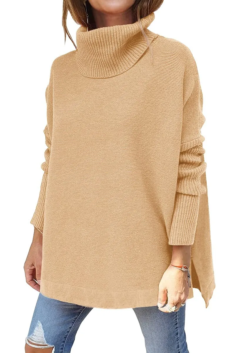 Last Day Promotion 49% OFFWomen's Turtleneck Oversize Hem Knit Pullover Sweater