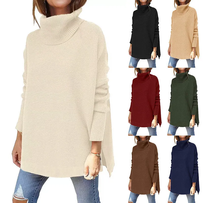 Last Day Promotion 49% OFFWomen's Turtleneck Oversize Hem Knit Pullover Sweater