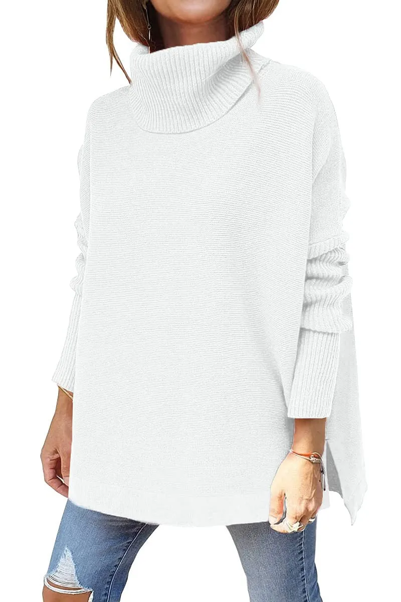 Last Day Promotion 49% OFFWomen's Turtleneck Oversize Hem Knit Pullover Sweater