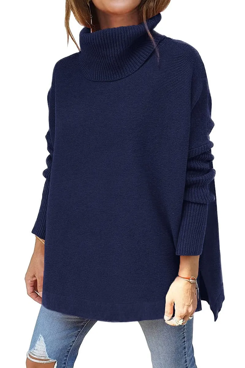 Last Day Promotion 49% OFFWomen's Turtleneck Oversize Hem Knit Pullover Sweater