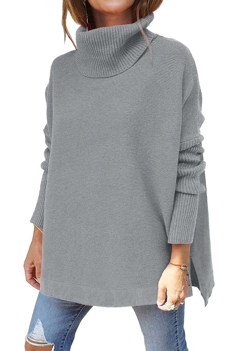 Last Day Promotion 49% OFFWomen's Turtleneck Oversize Hem Knit Pullover Sweater