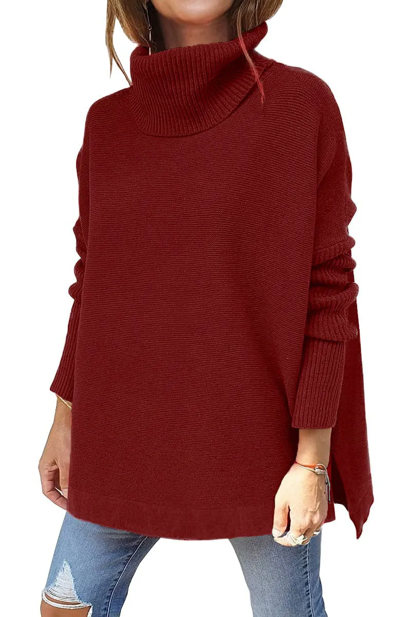 Last Day Promotion 49% OFFWomen's Turtleneck Oversize Hem Knit Pullover Sweater