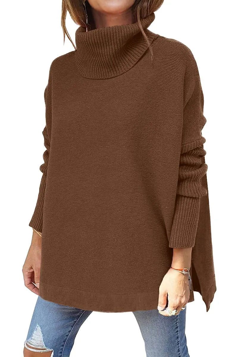 Last Day Promotion 49% OFFWomen's Turtleneck Oversize Hem Knit Pullover Sweater