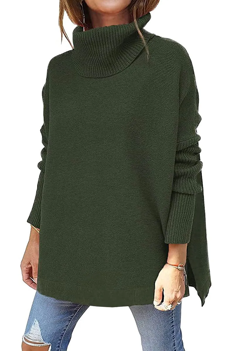 Last Day Promotion 49% OFFWomen's Turtleneck Oversize Hem Knit Pullover Sweater