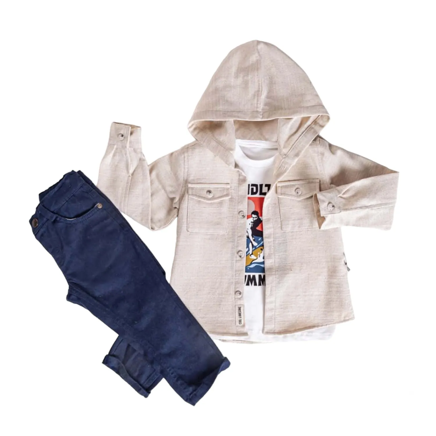 Little Boys' Comfortable and Stylish Hoodie Jacket, Pants and T-Shirt 3-Piece Set