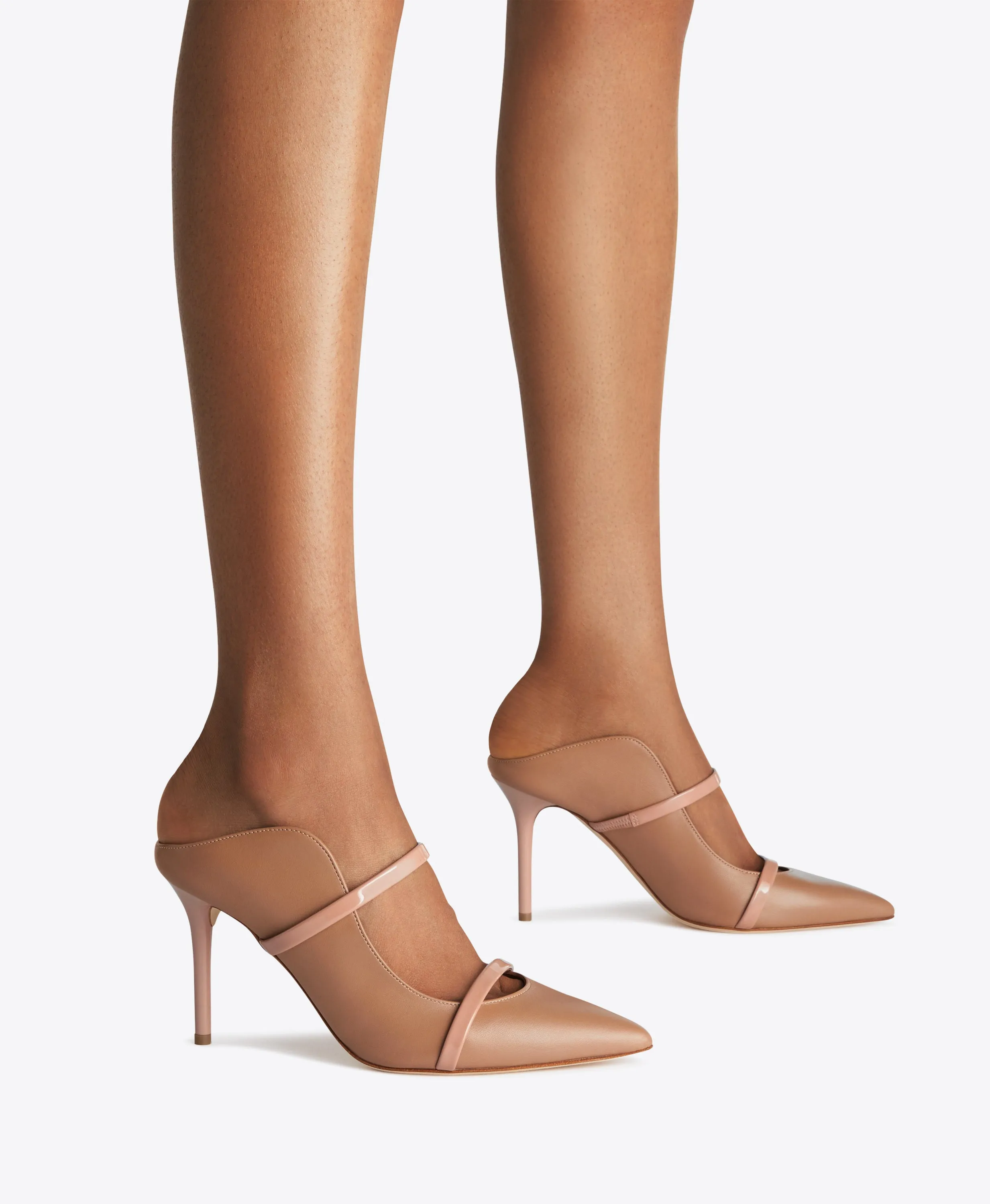 Maureen 85 Beige Leather Mules