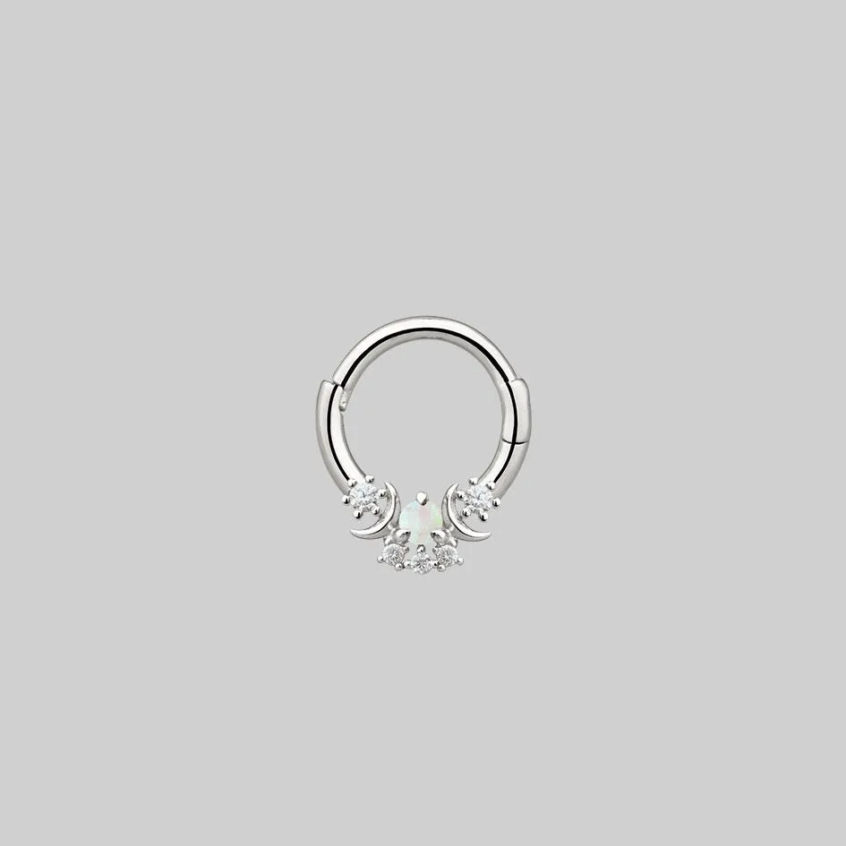 MOONDANCE. Moon Silver Clicker Ring - Septum