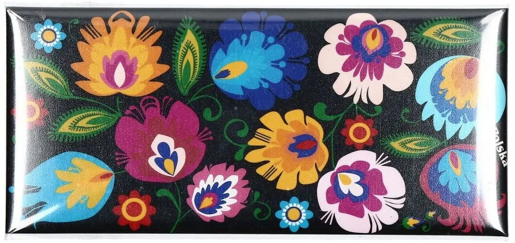 Rectangular Folk Metal Magnet With Embroidery From Lowicz