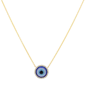 Round Diamond Evil Eye Necklace