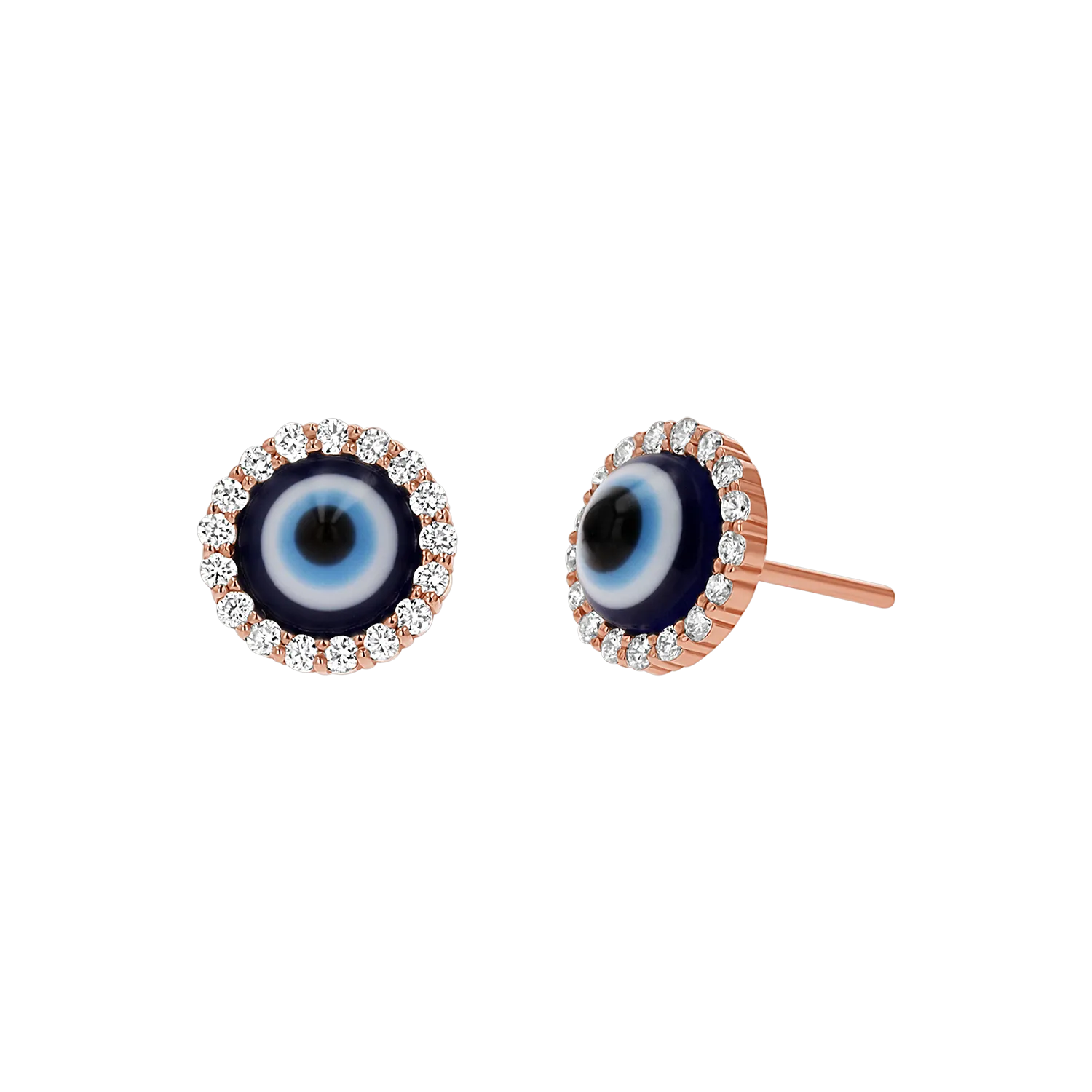 Round Diamond Evil Eye Studs