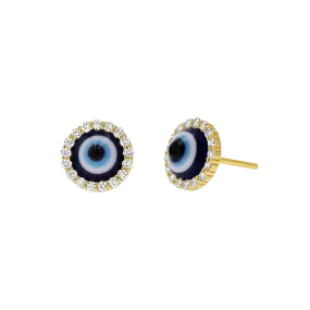 Round Diamond Evil Eye Studs