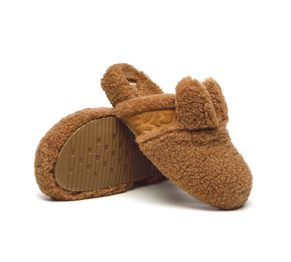 Sheepskin Wool Slippers Women Fluffy Bunny