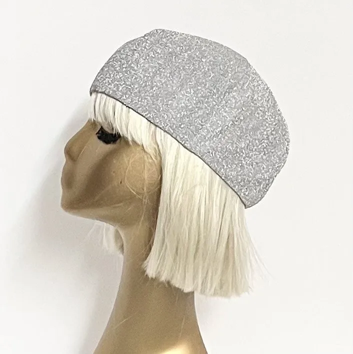 Silver Metallic Beret Hat