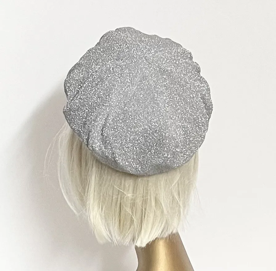 Silver Metallic Beret Hat