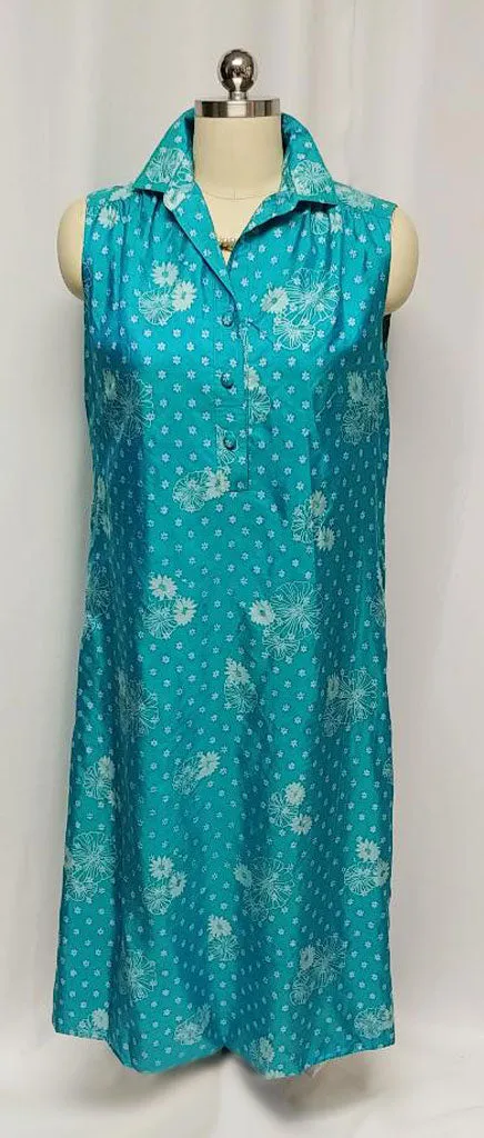 *VINTAGE 1970s MELISSA MADE IN THAILAND SILK DRESS IN A GORGEOUS SHADE OF TURQUOISE