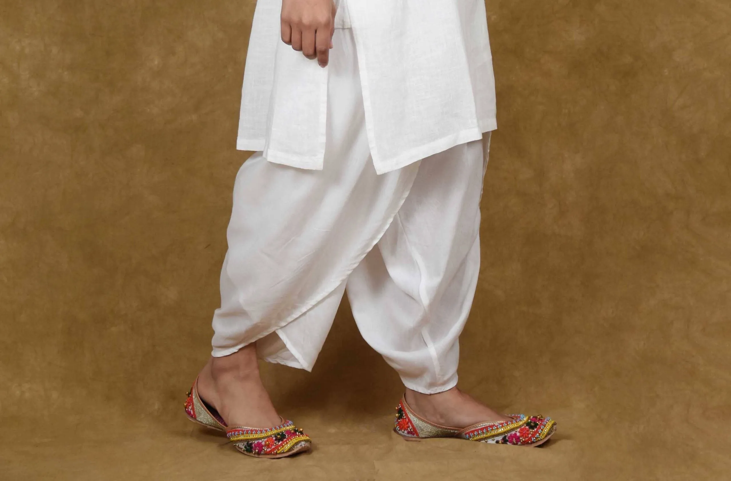 White Feather Dhoti Pant Free Size