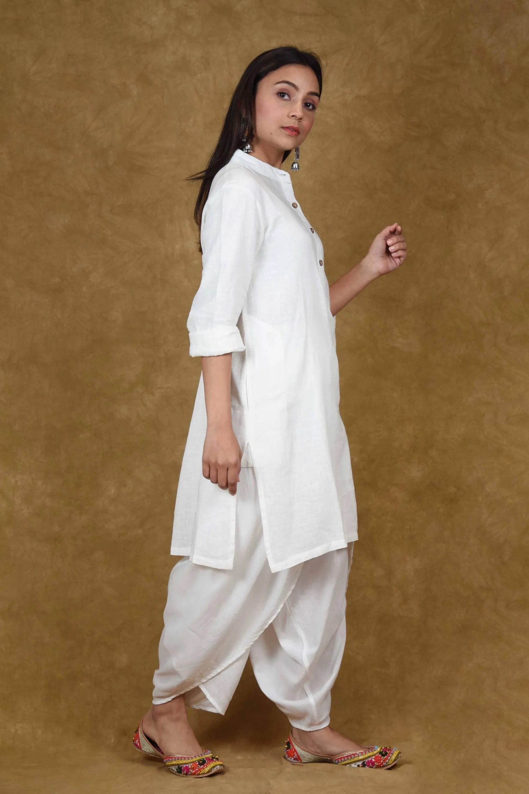 White Feather Dhoti Pant Free Size