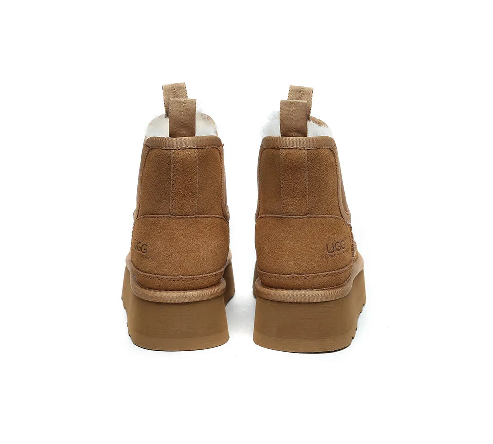 Women Sheepskin Wool Elastic Band Platform Boots Chelsie